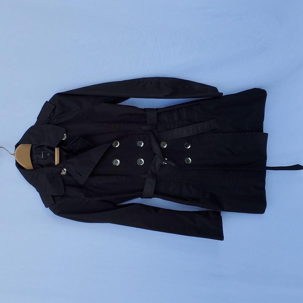 Express Black Trench Coat Size M